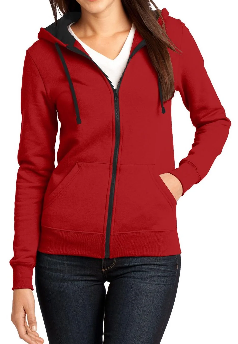 Ladies Zipped Hooded Sweater Jacket