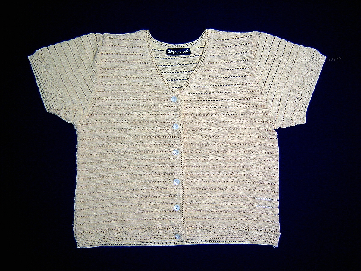 Handmade Lace Crochet Blouse – Boho Summer Button-Down Top with Short Sleeves - Image 4