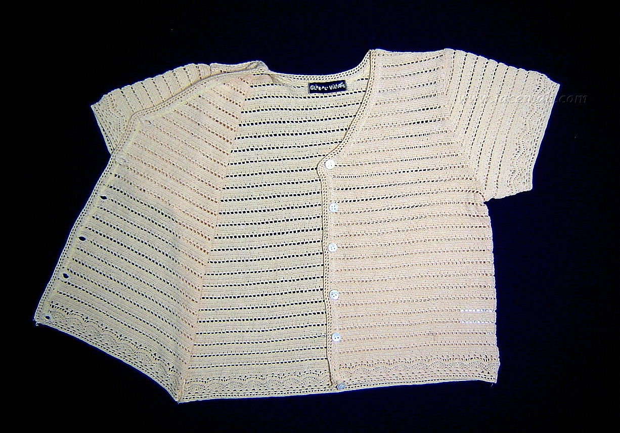 Handmade Lace Crochet Blouse – Boho Summer Button-Down Top with Short Sleeves - Image 3