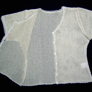 Handmade Lace Crochet Blouse – Boho Summer Button-Down Top with Short Sleeves